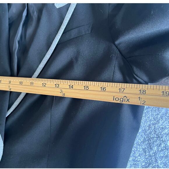 Gap 98% Wool Piped Lapel Lightweight Black Blazer Sz 10 - Picture 9 of 12